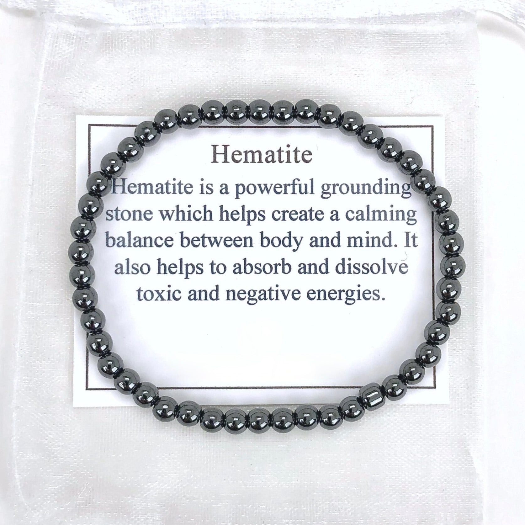 Natural Gray Hematite Bracelet - Smooth Round Beads 8mm Or 10mm, 7.5 Inch Length