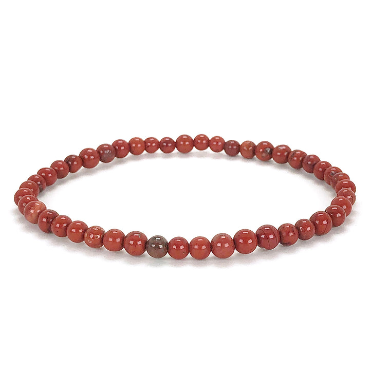 Children's Red Jasper 4mm Gemstone Bracelet on a white background