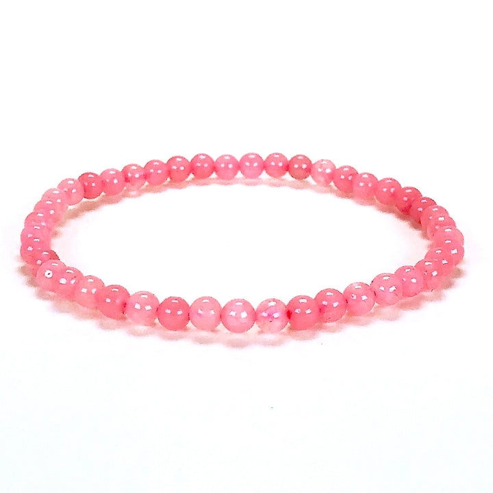 Children's Rose Quartz 4mm Gemstone Bracelet on a white background