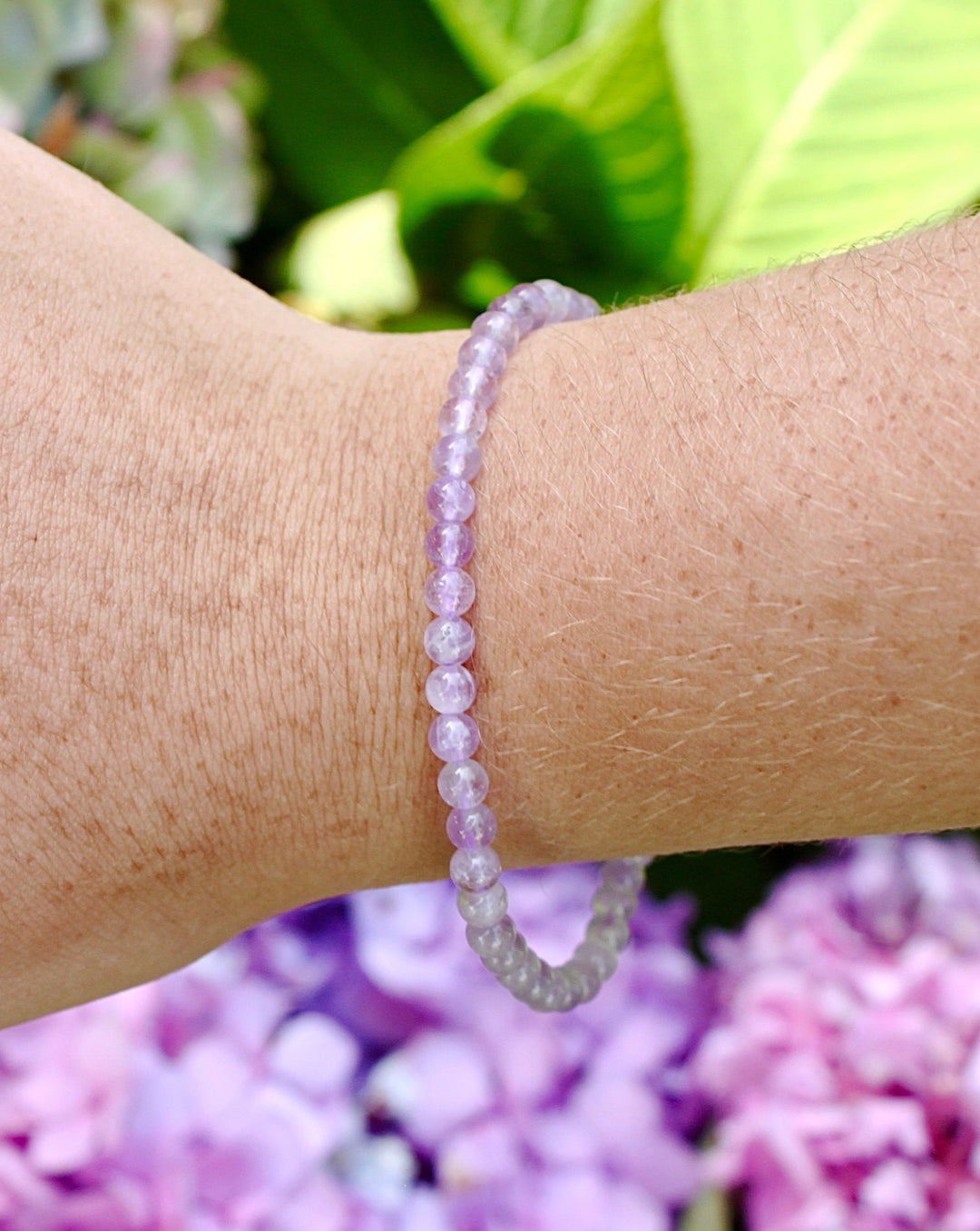 Lavender Amethyst 4mm Beaded Gemstone Bracelet