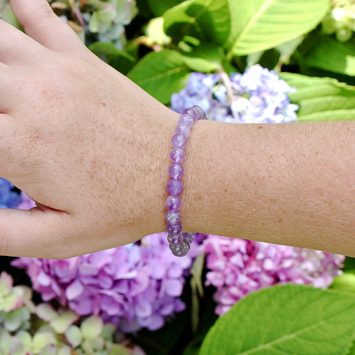 Lavender Amethyst 6mm Beaded Bracelet