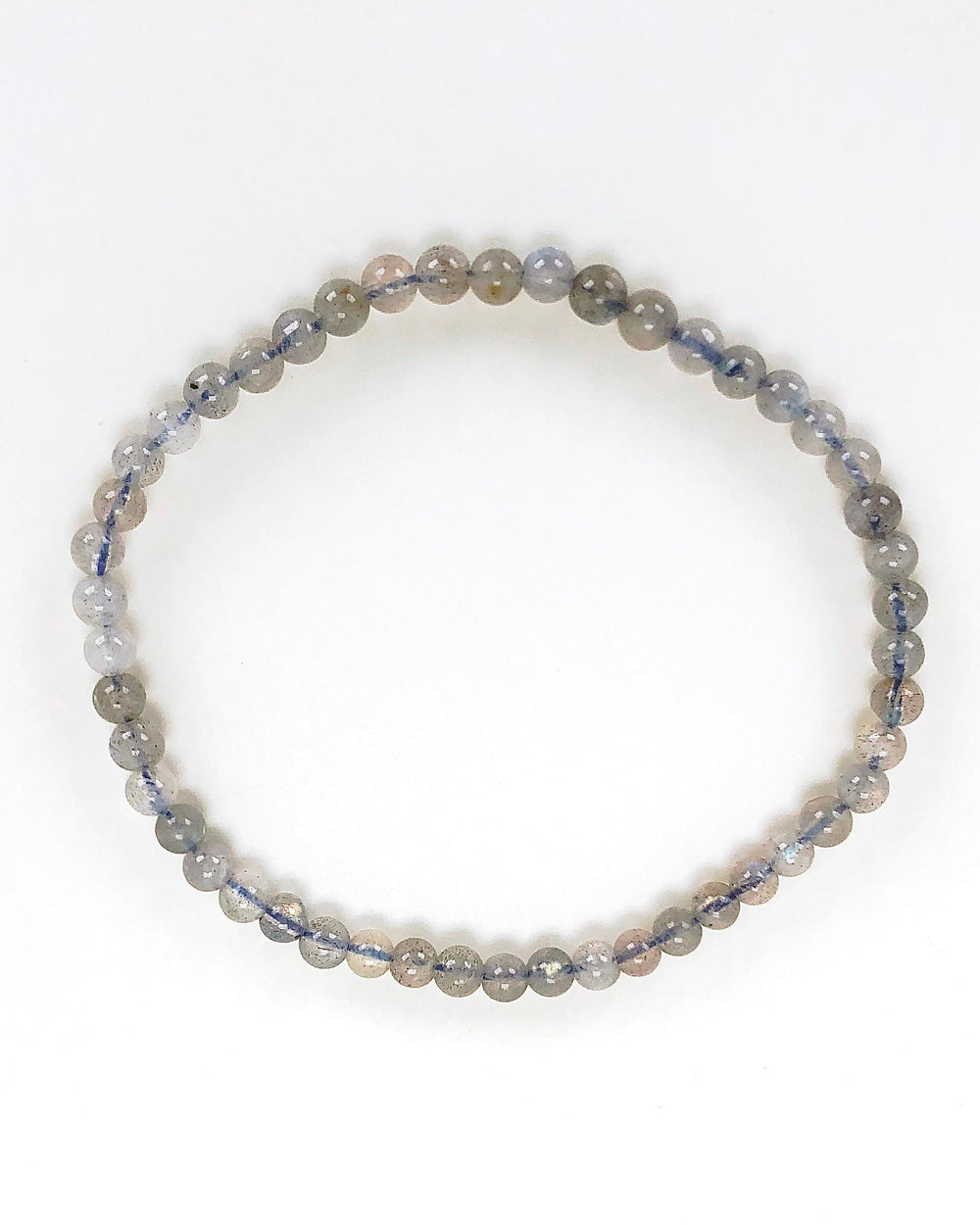 Men's Labradorite 4mm Beaded Gemstone Bracelet on a white background.