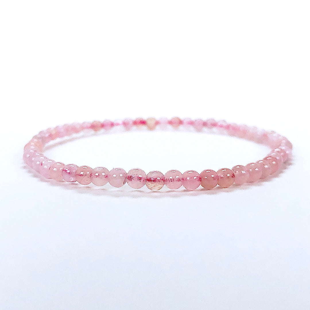 Men's Morganite 4mm Beaded Gemstone Bracelet