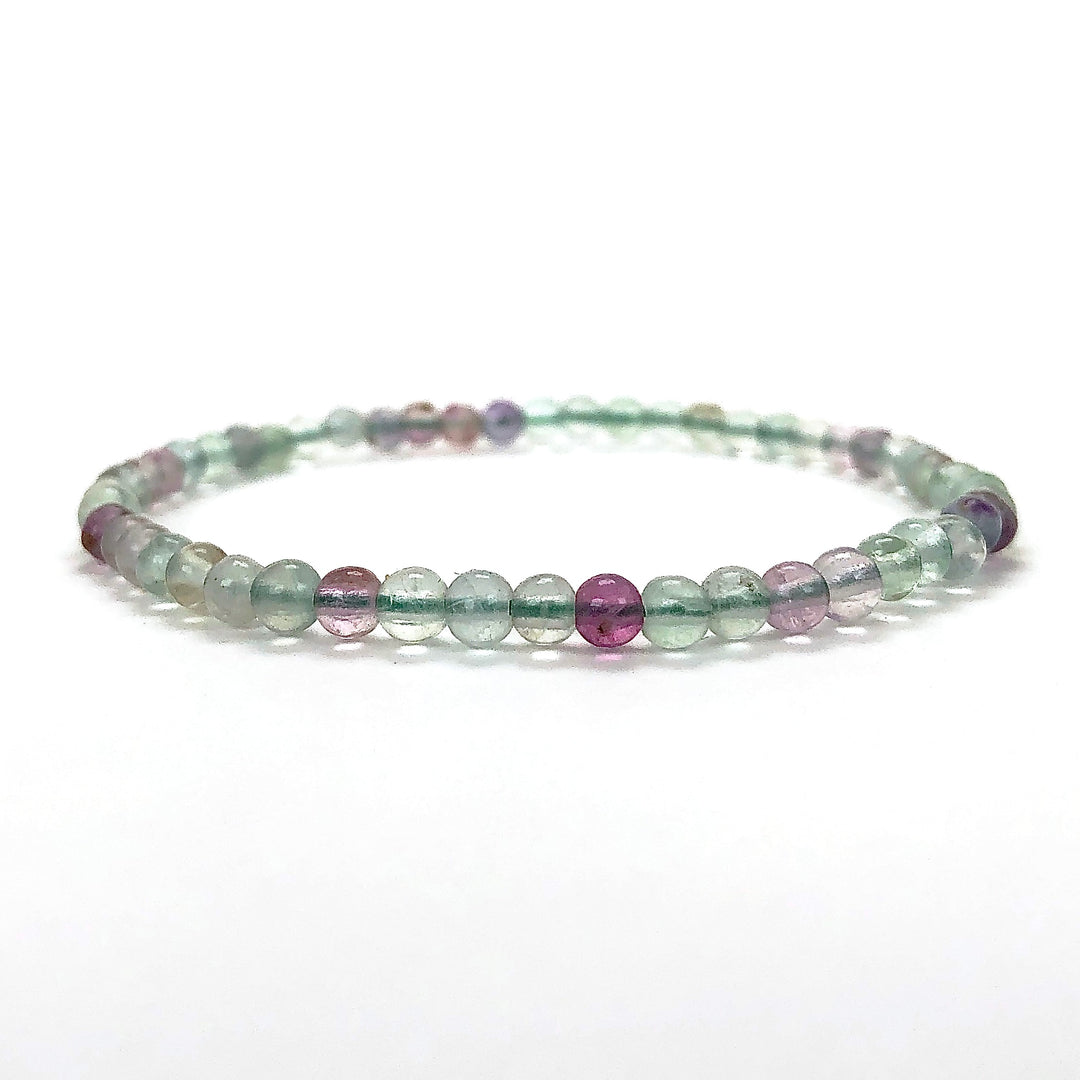 Men's Fluorite 4mm Beaded Gemstone Bracelet on a whit background