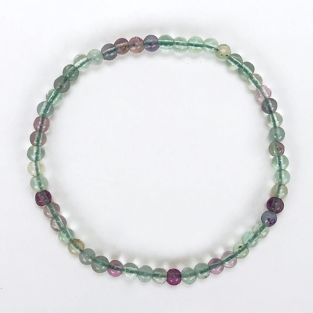 Men's Fluorite 4mm Beaded Bracelet on a white background