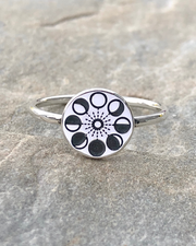 Moon Phases on Disc Sterling Silver Ring
