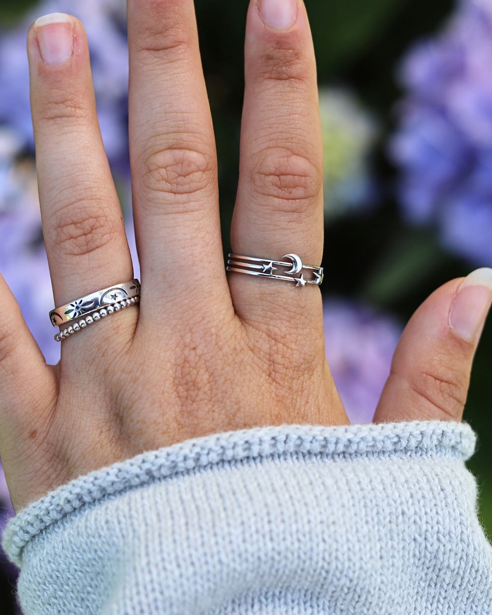 Moon and Stars Rings