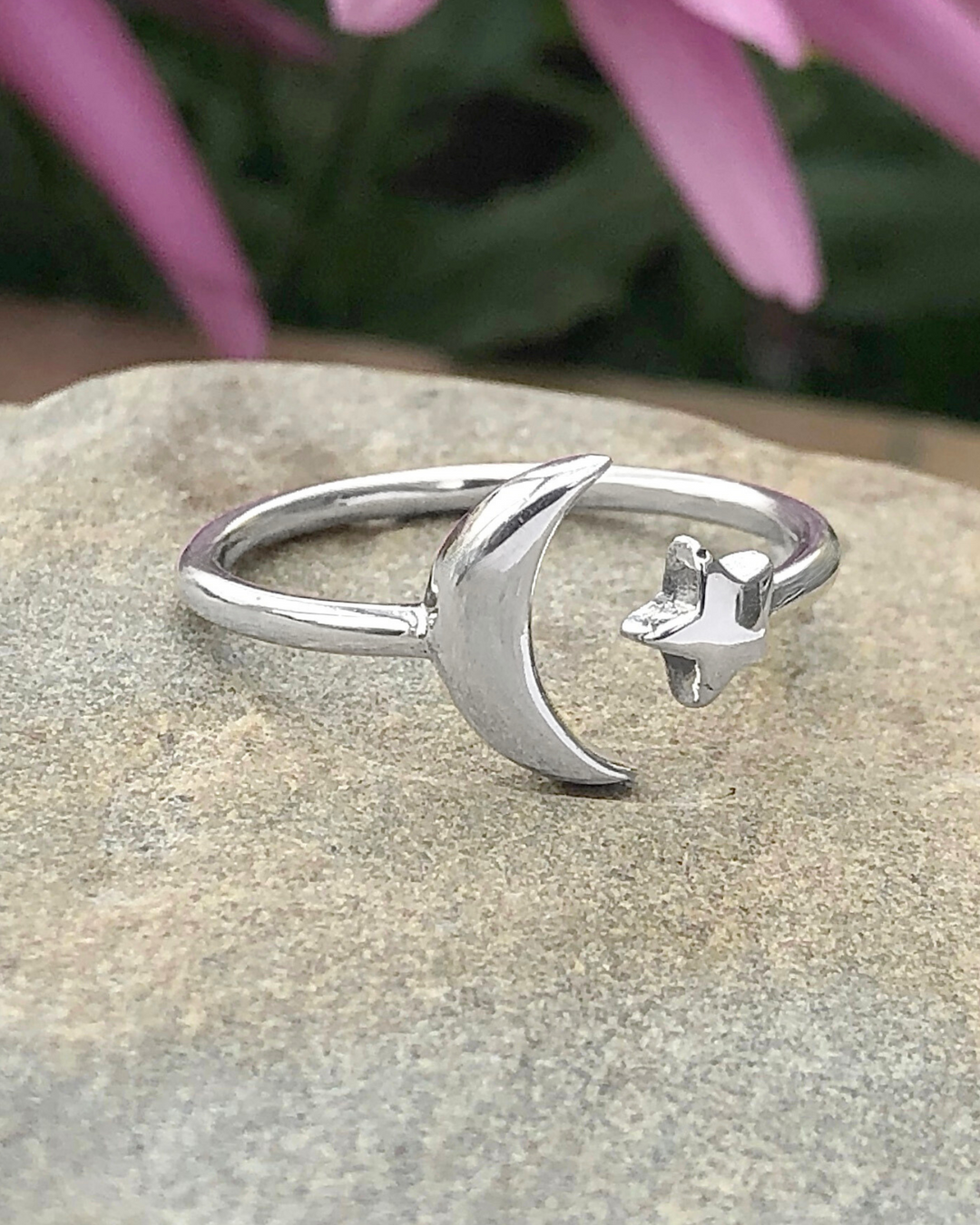 Sterling Silver Moon and Star Ring