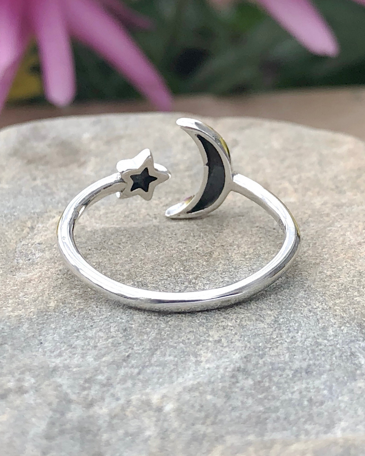 Sterling Silver Moon and Star Ring