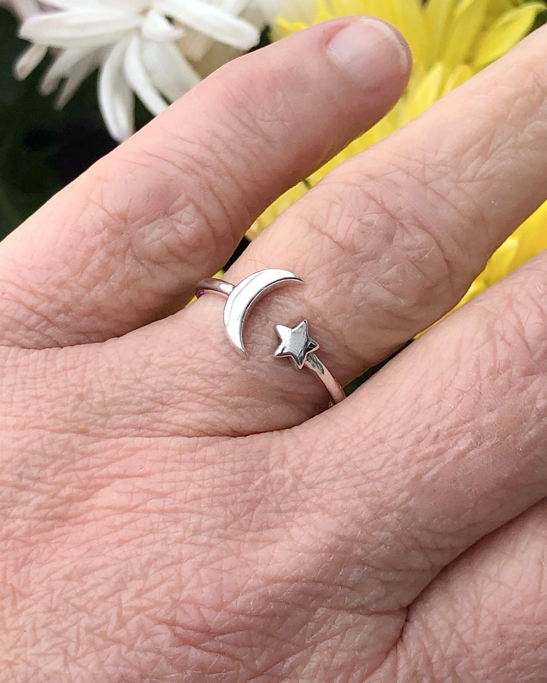 Sterling Silver Moon and Star Ring