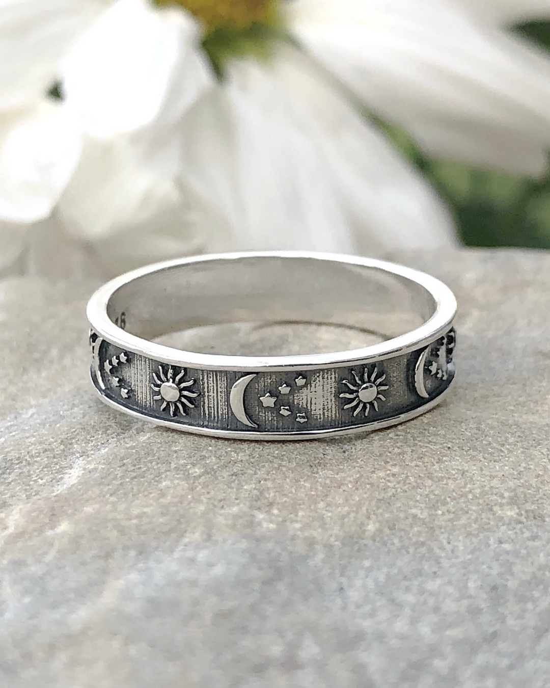 Sterling Silver Sun Moon and Stars Ring