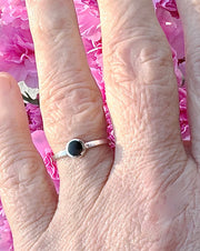 Sterling Silver Tiny Black Agate Ring