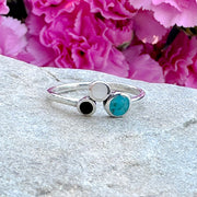 Moonstone, Black Agate and Turquoise Ring
