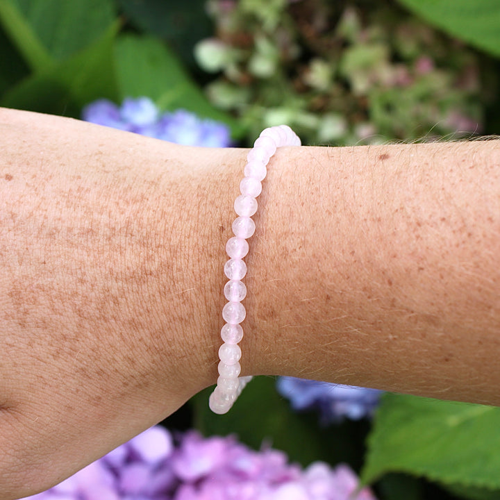 Children's Morganite Mini 4mm Gemstone Bracelet on a wrist