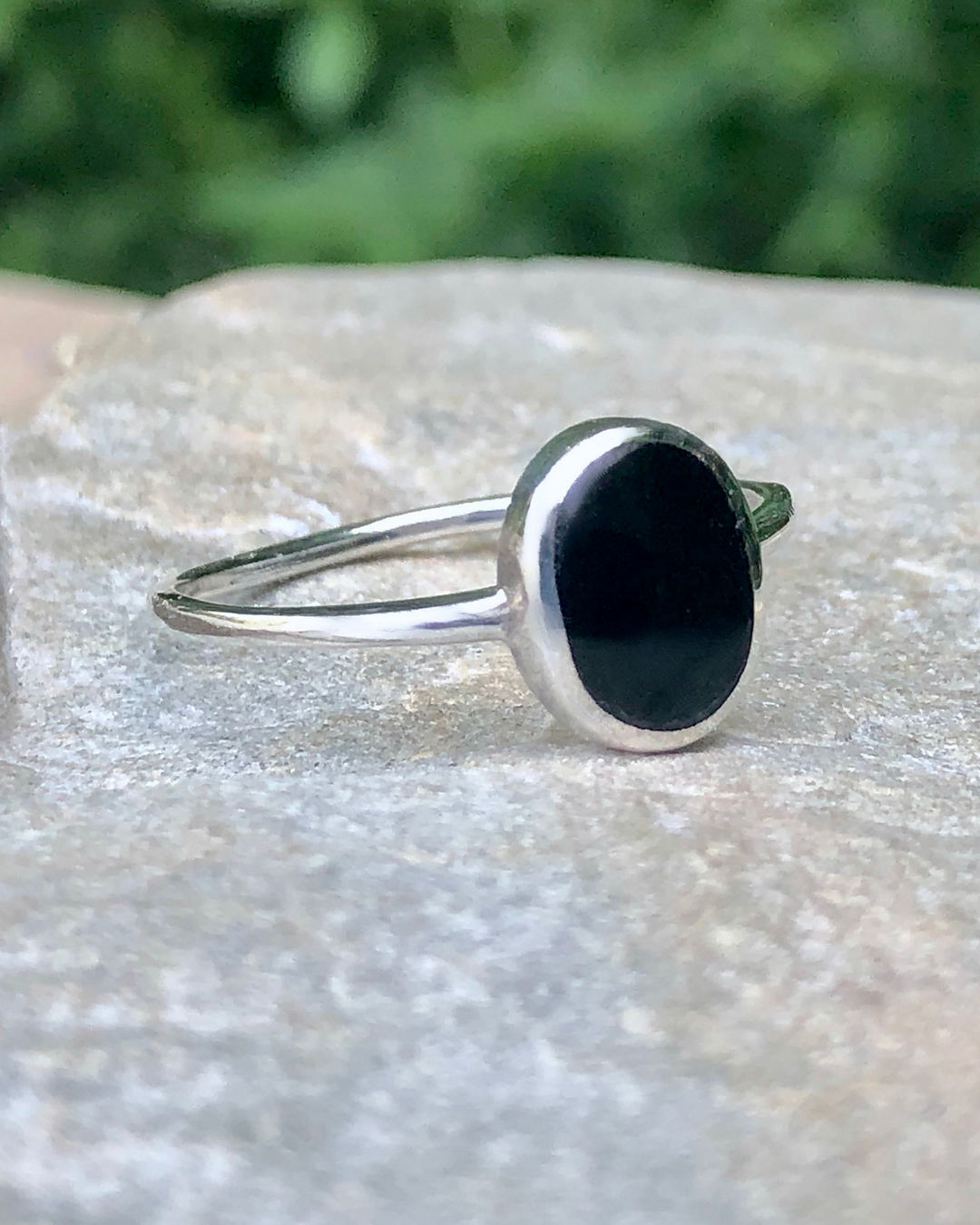 Sterling Silver Oval Black Onyx Ring