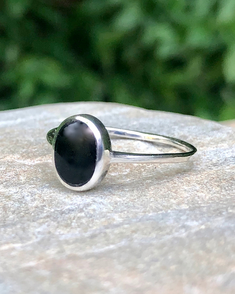 Sterling Silver Oval Black Onyx Ring