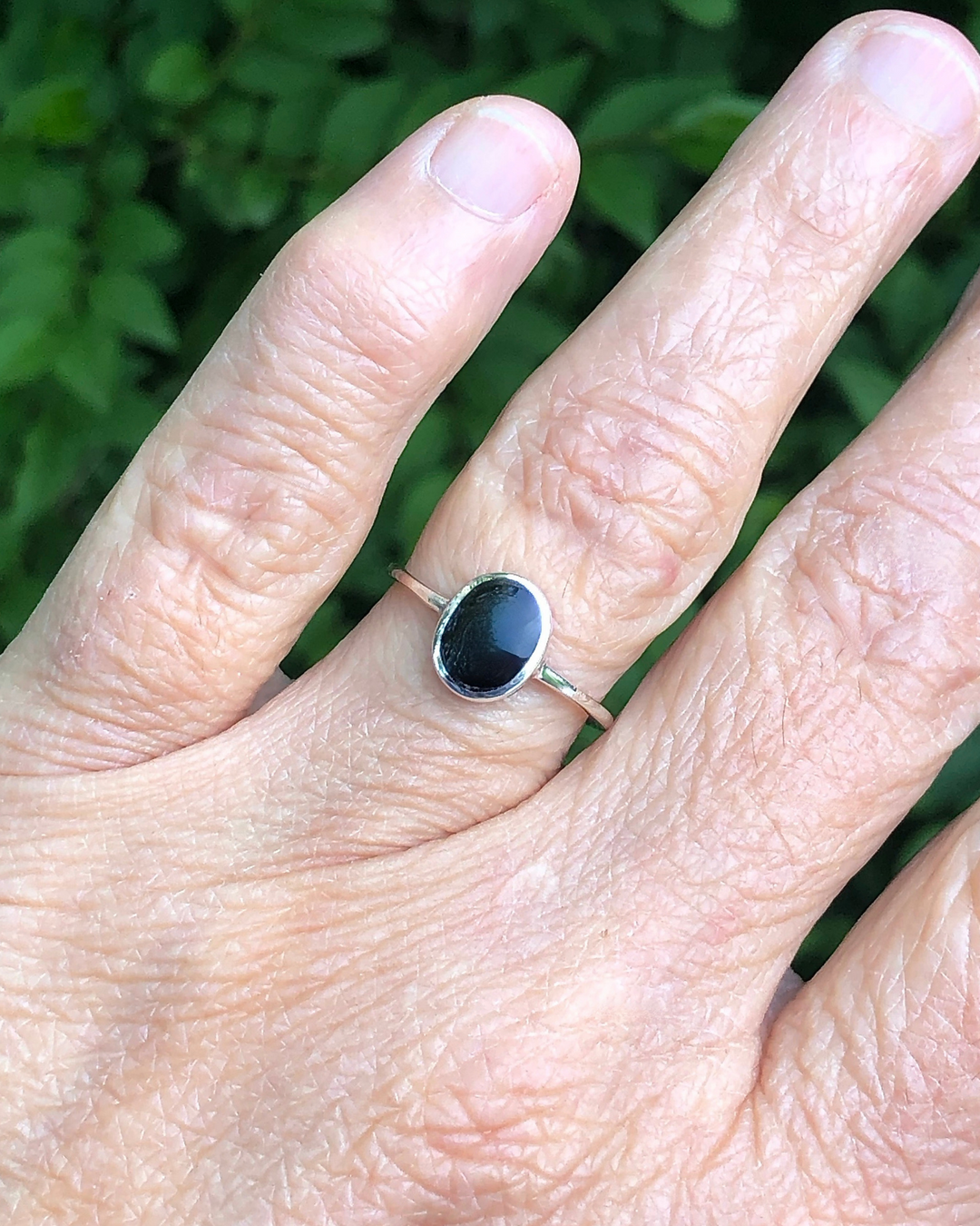 Sterling Silver Oval Black Onyx Ring