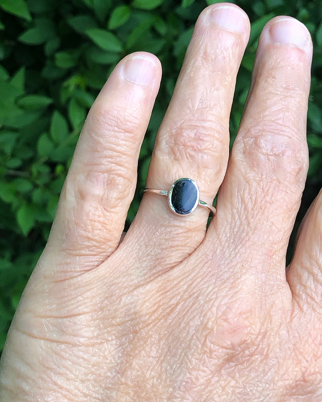 Sterling Silver Oval Black Onyx Ring