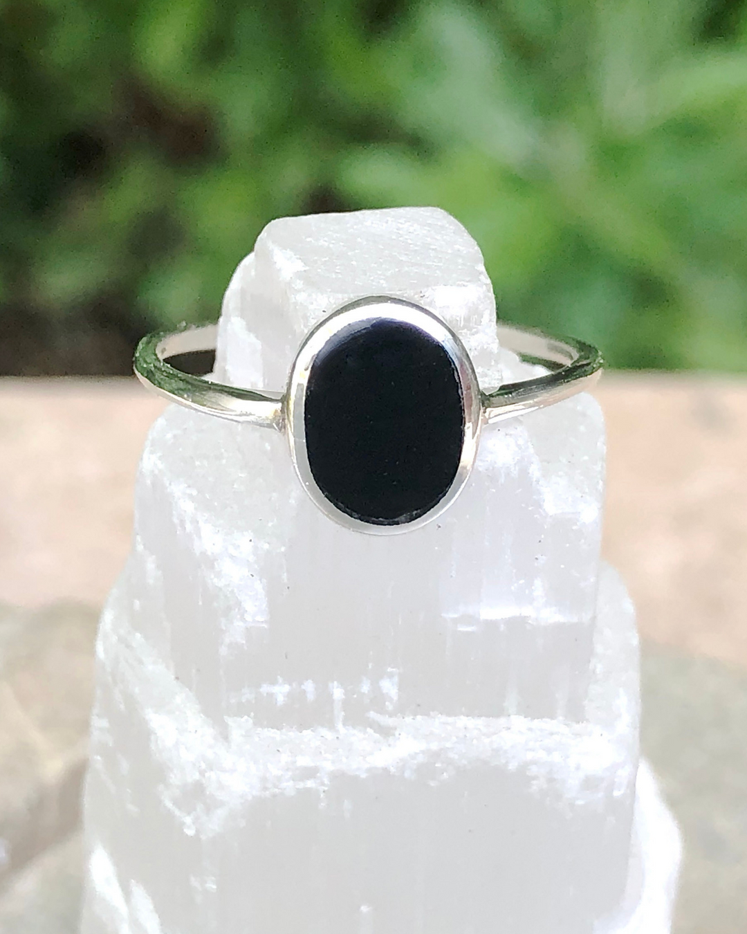 Sterling Silver Oval Black Onyx Ring