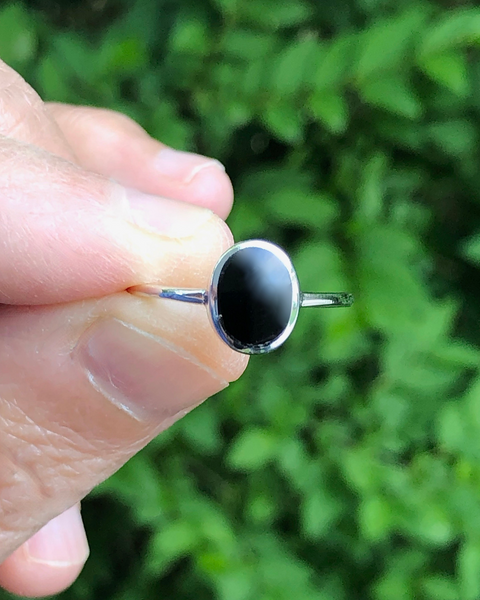 Sterling Silver Oval Black Onyx Ring