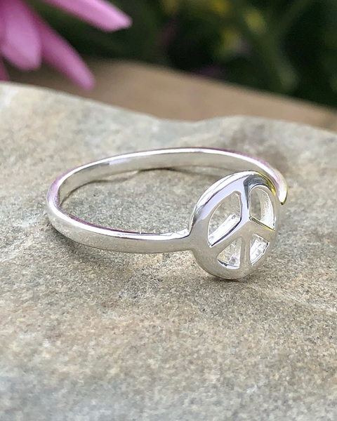 Sterling Silver Peace Sign Ring