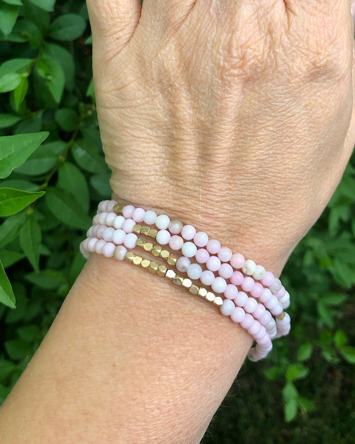 Pink Opal With Gold Accents Gemstone Wrap