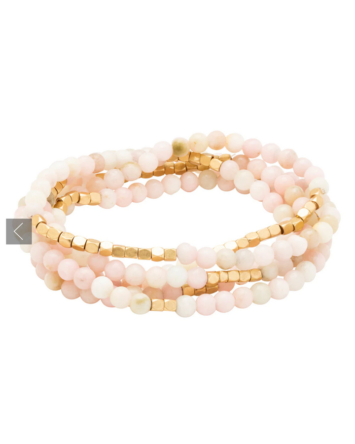 Pink Opal With Gold Accents Gemstone Wrap