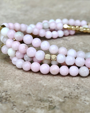 Pink Opal With Gold Accents Gemstone Wrap