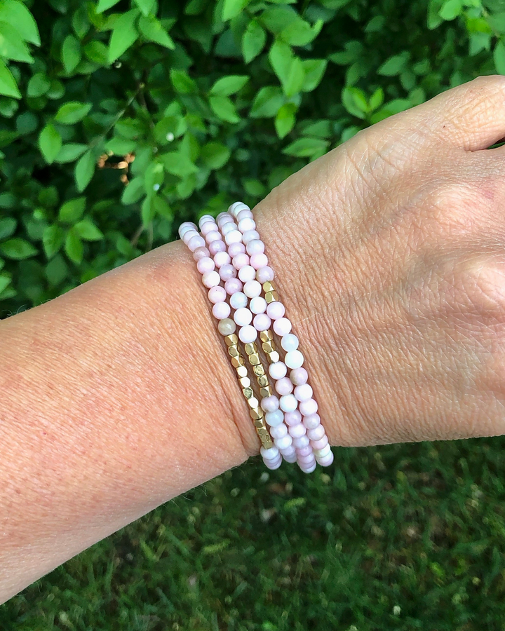 Pink Opal With Gold Accents Gemstone Wrap