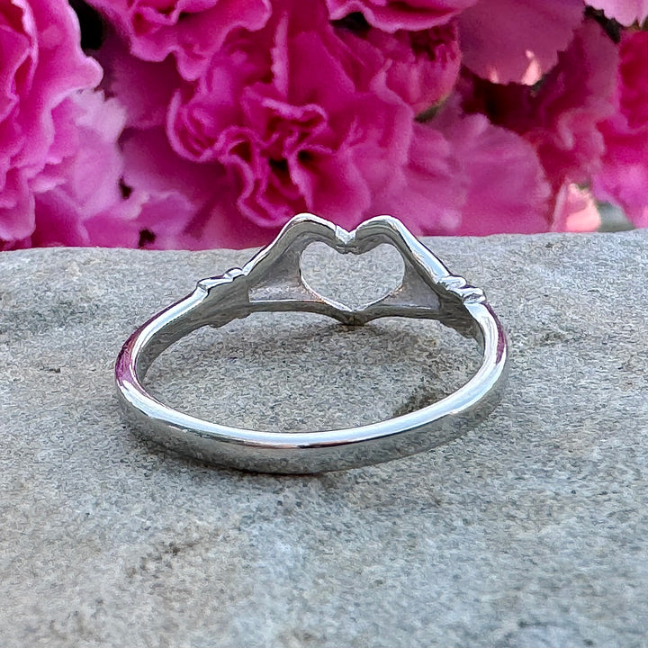 Sterling Silver Heart Hands Ring