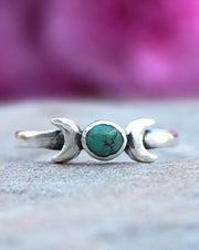 Moon Ring with A Turquoise Stone