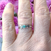 Sterling Silver  Turquoise Moon Ring on a Finger