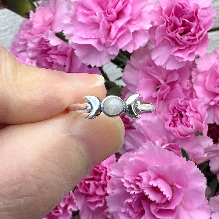 Sterling Silver Moonstone Moon Ring