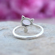 Moonstone Sterling Silver Cat Ring