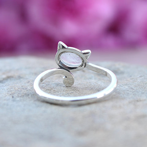 Moonstone Sterling Silver Cat Ring