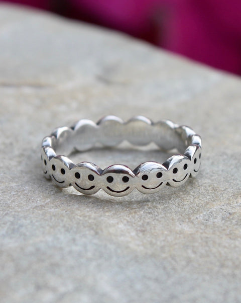 Sterling Silver Happy Face Ring