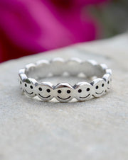 Sterling Silver Happy Face Ring