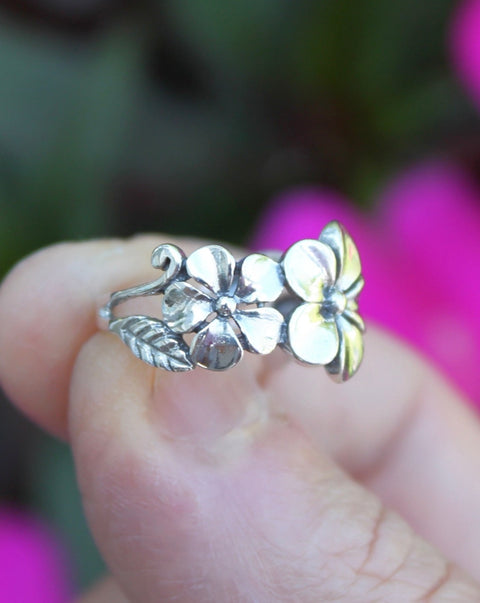 Sterling Silver Plumeria Flower Ring