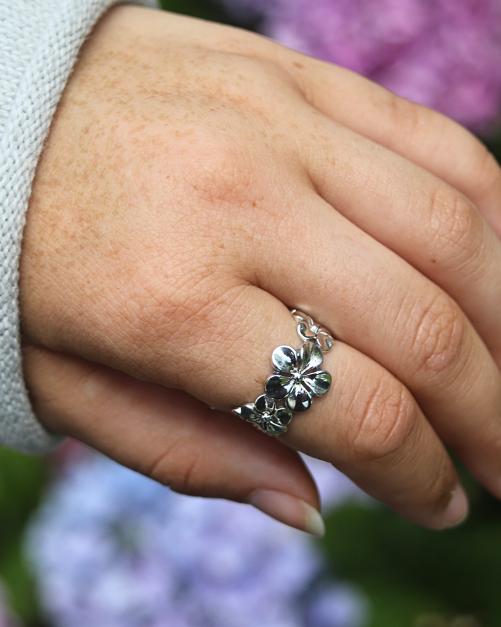 Sterling Silver Plumeria Flower Ring