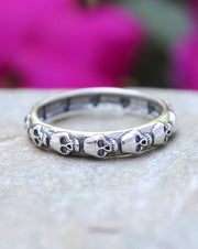 Sterling Silver Skull Band