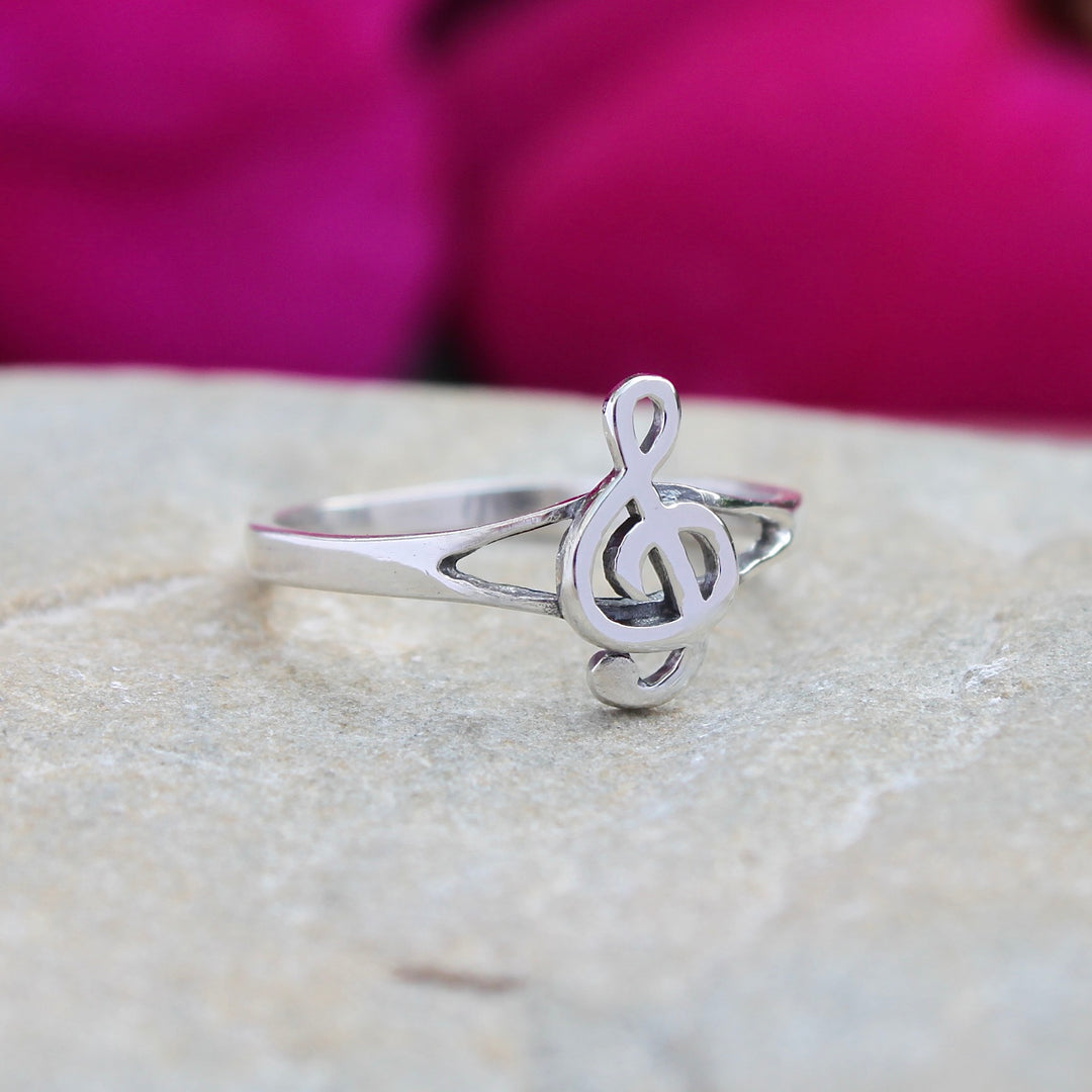 Sterling Silver G Clef Ring