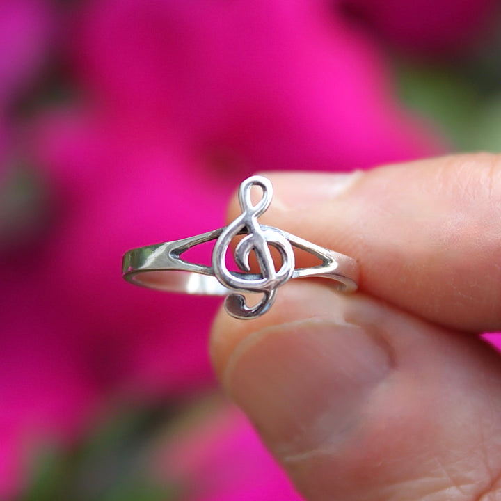 Sterling Silver G Clef Ring