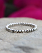 Sterling Silver Oxidized Tiny Bead Ring