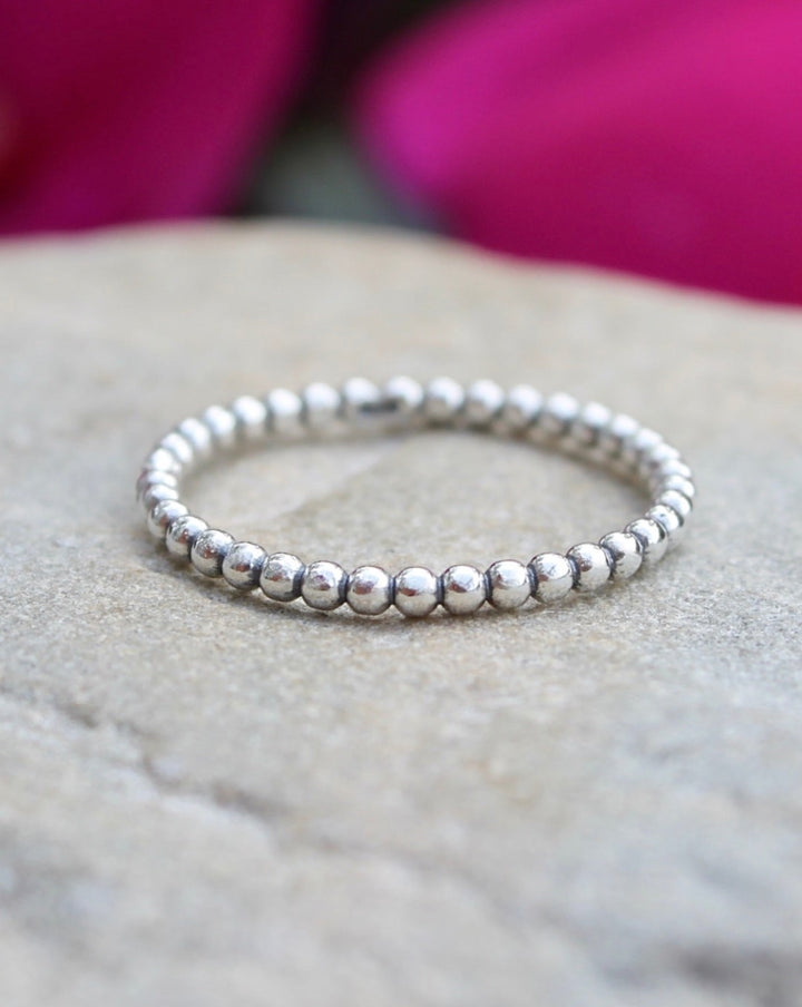 Sterling Silver Oxidized Tiny Bead Ring