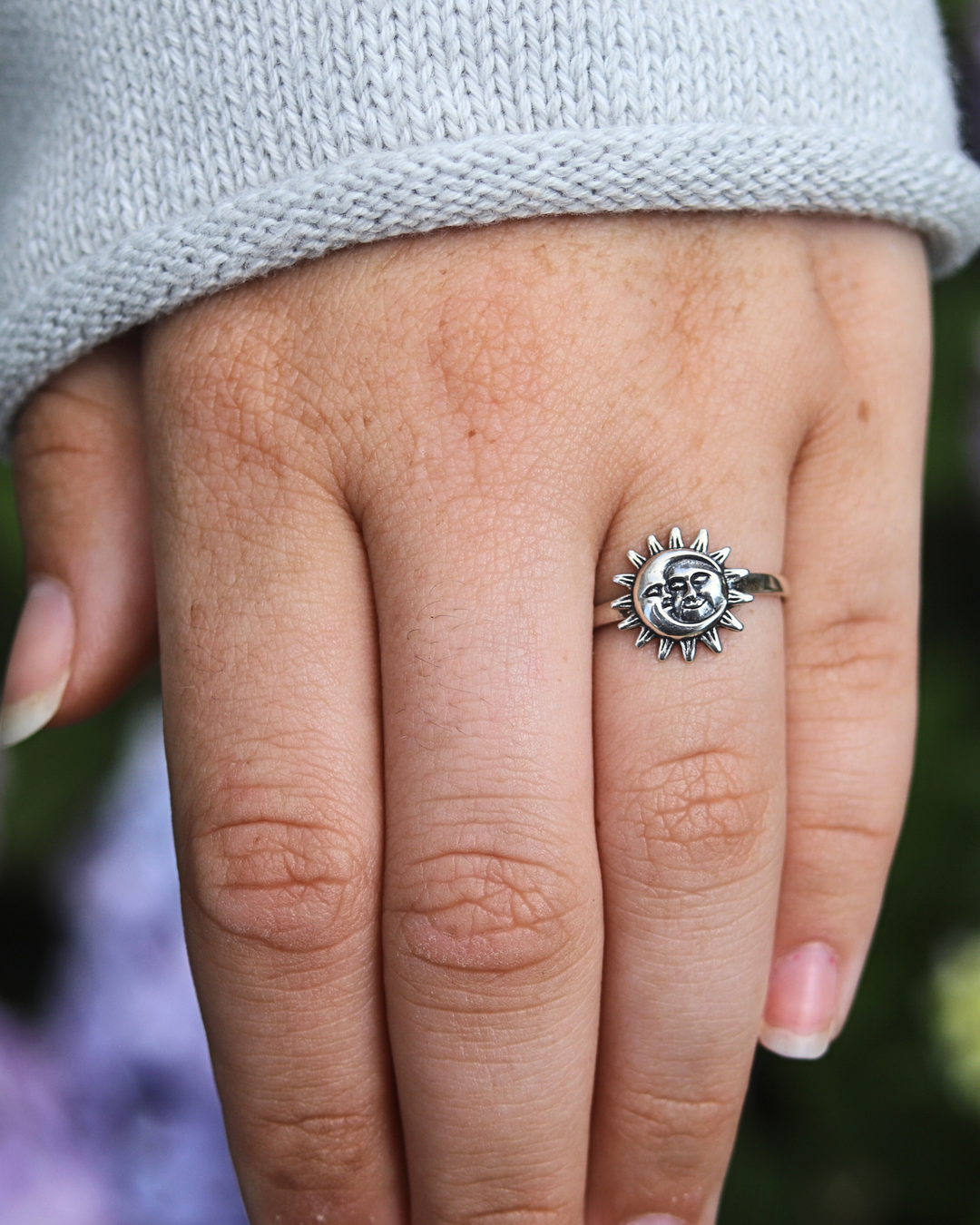 Sterling Silver Moon and Sun Ring