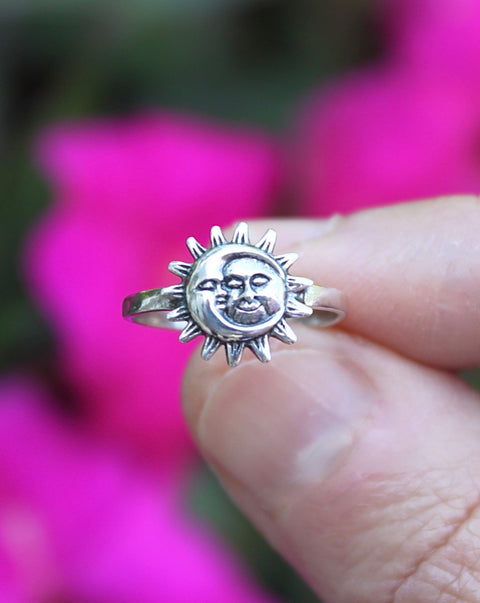 Sterling Silver Moon and Sun Ring