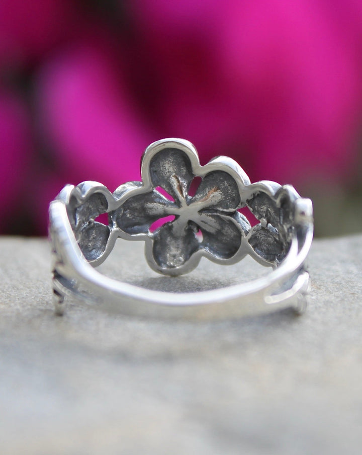 Sterling Silver Plumeria Flower Ring