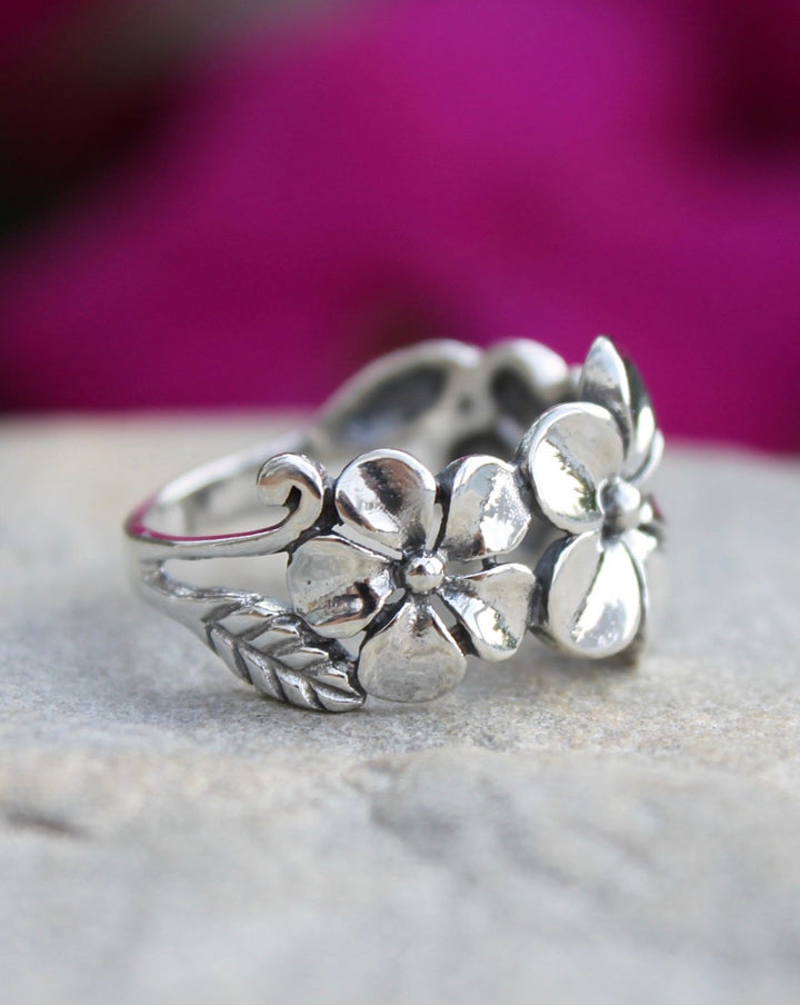 Sterling Silver Plumeria Flower Ring