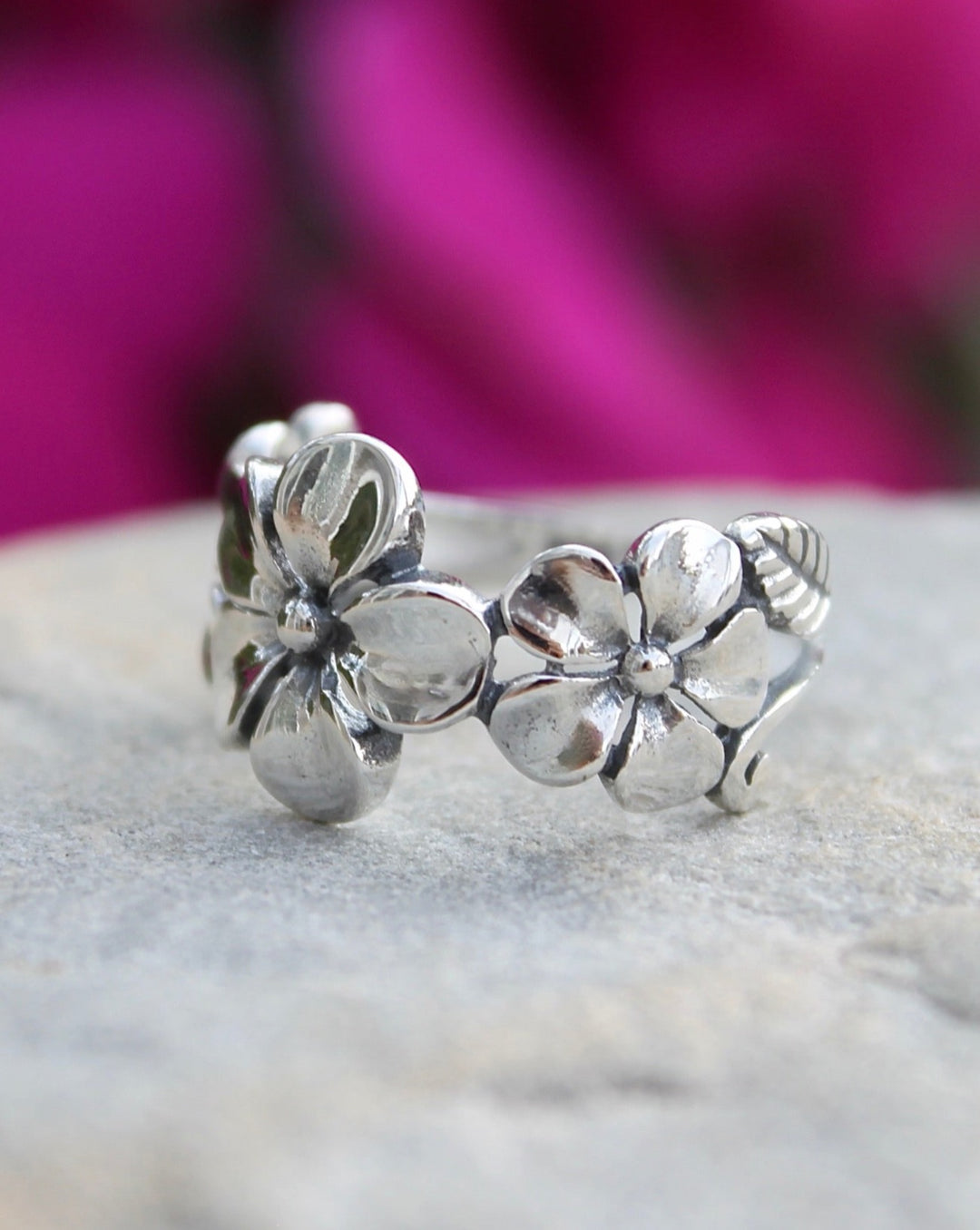 Sterling Silver Plumeria Flower Ring