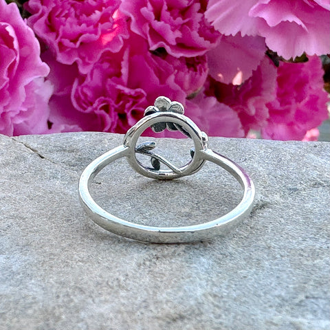 Sterling Silver Flower and Leaf Ring